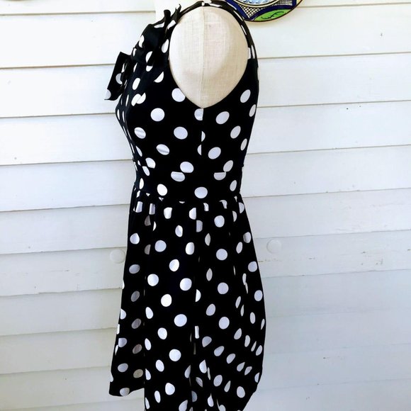 Ixia Mod Cloth Polka Dot Retro Dress W/ Bow - Picture 5 of 8